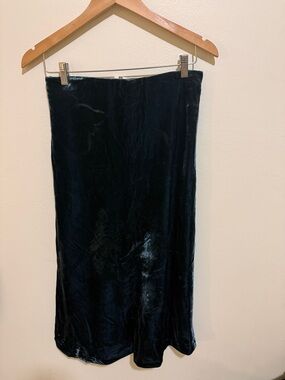 Maeve Black Velvet Midi Slip Skirt